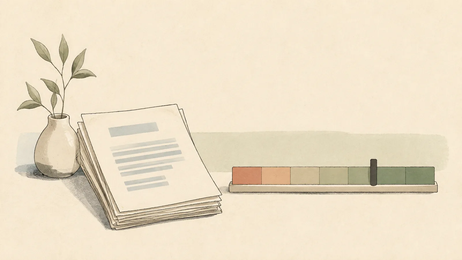 A manuscript beside a scale showing reading difficulty from low to high ease